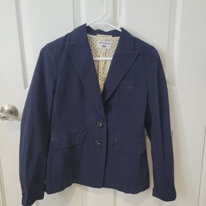 Uniqlo Ines De La Fressange Navy 100% Cotton Blazer Size XS